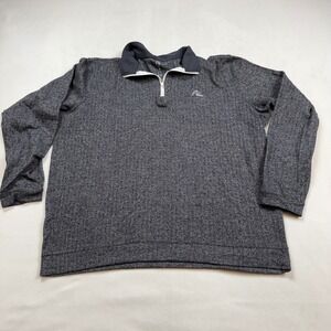 Rhoback Herringbone Mens LG 1/4 Zip Pullover Gray White See Measurements